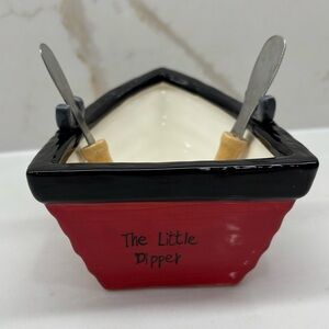 Boston Warehouse Red and Black Ceramic Dip Set Boat Oars Nautical Little Dipper